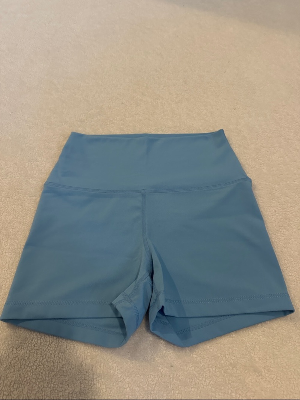 Yogalicious High-Waist Athletic Shorts in Dusty Blue